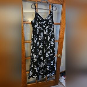 Floral Black and White Dress